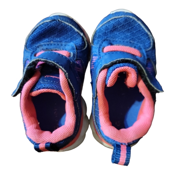 Baby Girl's Garanimals Sneakers Tennis Shoes Pink Blue Padded Sole Velcro Straps - Picture 5 of 9
